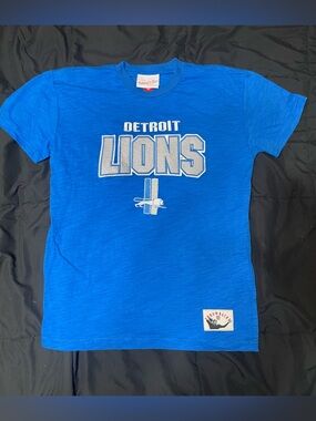 NFL Mitchell & Ness Detroit Lions Blue Short Sleeve T-Shirt Youth M 10/12 NWOT